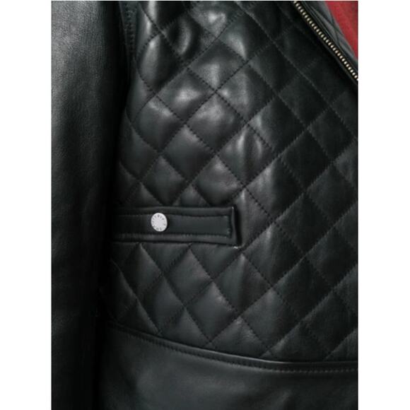 Sandro Ewan Leather Quilted Biker Jacket Size Medium - Picture 7 of 10